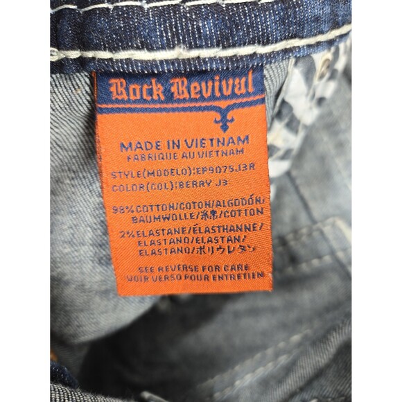 Rock Revival Berry Straight Leg Low Rise Stretch Jeans Womens Size 29 Bling Glam - Picture 7 of 10